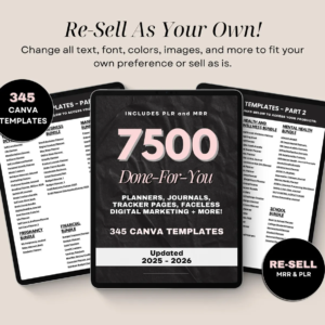 7,500+ DFY Digital Product Pages Vault | Canva Templates with PLR & MRR Rights